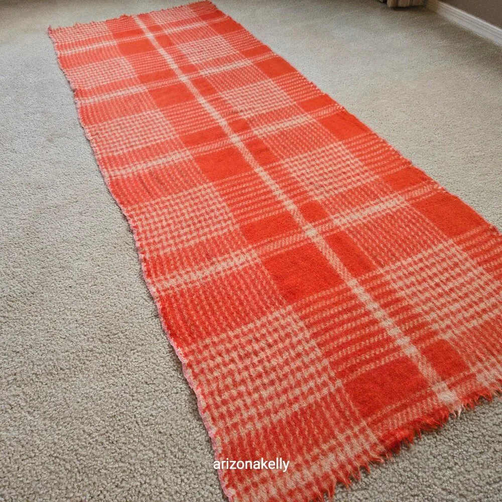 Wool Houndstooth Orange Scarf